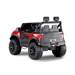 Babyhug Battery Operated Ride on Jeep with LED Lights - Red| Rechargeable Battery| Openable Doors| Built-in Music & AUX| Remote Control| Easy to Assemble| Forward Reverse & Swing| Indoor Outdoor Toy