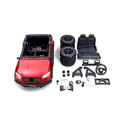 Babyhug Battery Operated Ride on Jeep with LED Lights - Red| Rechargeable Battery| Openable Doors| Built-in Music & AUX| Remote Control| Easy to Assemble| Forward Reverse & Swing| Indoor Outdoor Toy