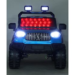 Babyhug Battery Operated Ride on Jeep with LED Lights -Blue| Rechargeable Battery| Openable Doors| Built-in Music & AUX| Remote Control| Easy to Assemble| Forward Reverse & Swing| Indoor Outdoor Toy