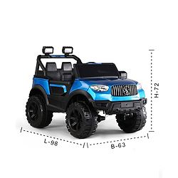 Babyhug Battery Operated Ride on Jeep with LED Lights -Blue| Rechargeable Battery| Openable Doors| Built-in Music & AUX| Remote Control| Easy to Assemble| Forward Reverse & Swing| Indoor Outdoor Toy