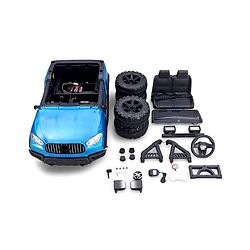 Babyhug Battery Operated Ride on Jeep with LED Lights -Blue| Rechargeable Battery| Openable Doors| Built-in Music & AUX| Remote Control| Easy to Assemble| Forward Reverse & Swing| Indoor Outdoor Toy