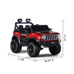 Babyhug Battery Operated Ride on Jeep with LED Lights -Red| Rechargeable Battery| Openable Doors| Built-in Music & AUX| Remote Control| Easy to Assemble| Forward Reverse & Swing| Indoor Outdoor Toy