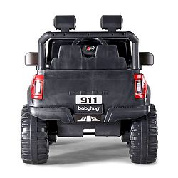 Babyhug Battery Operated Ride on Jeep with LED Lights -Red| Rechargeable Battery| Openable Doors| Built-in Music & AUX| Remote Control| Easy to Assemble| Forward Reverse & Swing| Indoor Outdoor Toy