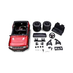 Babyhug Battery Operated Ride on Jeep with LED Lights -Red| Rechargeable Battery| Openable Doors| Built-in Music & AUX| Remote Control| Easy to Assemble| Forward Reverse & Swing| Indoor Outdoor Toy