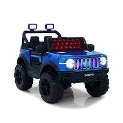 Babyhug Battery Operated Ride on Jeep with LED Lights -Red| Rechargeable Battery| Openable Doors| Built-in Music & AUX| Remote Control| Easy to Assemble| Forward Reverse & Swing| Indoor Outdoor Toy