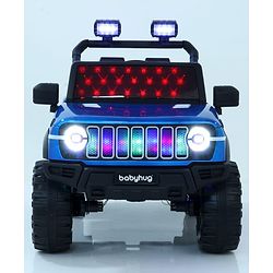 Babyhug Battery Operated Ride on Jeep with LED Lights -Red| Rechargeable Battery| Openable Doors| Built-in Music & AUX| Remote Control| Easy to Assemble| Forward Reverse & Swing| Indoor Outdoor Toy