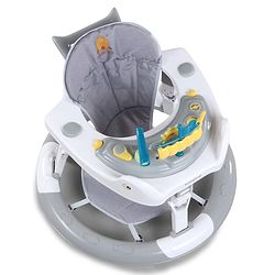 Babyhug 360° Musical Baby Walker with Lights  Grey| 3-Level Height Adjustment| Detachable Play & Feeding Tray| Compact Fold| Smooth Swivel Wheels| Cushioned Seat| 624 Months| Removable Foot Mat