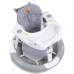Babyhug 360° Musical Baby Walker with Lights  Grey| 3-Level Height Adjustment| Detachable Play & Feeding Tray| Compact Fold| Smooth Swivel Wheels| Cushioned Seat| 624 Months| Removable Foot Mat