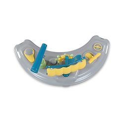 Babyhug 360° Musical Baby Walker with Lights  Grey| 3-Level Height Adjustment| Detachable Play & Feeding Tray| Compact Fold| Smooth Swivel Wheels| Cushioned Seat| 624 Months| Removable Foot Mat