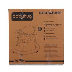 Babyhug 360° Musical Baby Walker with Lights  Grey| 3-Level Height Adjustment| Detachable Play & Feeding Tray| Compact Fold| Smooth Swivel Wheels| Cushioned Seat| 624 Months| Removable Foot Mat