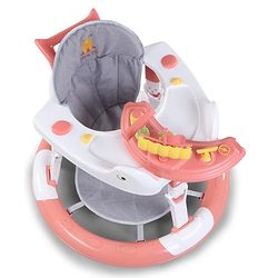 Babyhug 360° Musical Baby Walker with Lights  Grey| 3-Level Height Adjustment| Detachable Play & Feeding Tray| Compact Fold| Smooth Swivel Wheels| Cushioned Seat| 624 Months| Removable Foot Mat
