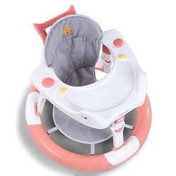 Babyhug 360° Musical Baby Walker with Lights  Grey| 3-Level Height Adjustment| Detachable Play & Feeding Tray| Compact Fold| Smooth Swivel Wheels| Cushioned Seat| 624 Months| Removable Foot Mat