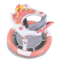 Babyhug 360° Musical Baby Walker with Lights  Grey| 3-Level Height Adjustment| Detachable Play & Feeding Tray| Compact Fold| Smooth Swivel Wheels| Cushioned Seat| 624 Months| Removable Foot Mat