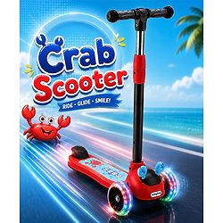Babyhug Crab Kids Scooter with LED Wheels - Red| Adjustable Height| Lean-to-Steer| Toy for 3+ Yrs Boys & Girls|Sport Gift| Physical Activity| Plug & Play
