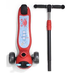 Babyhug Crab Kids Scooter with LED Wheels - Red| Adjustable Height| Lean-to-Steer| Toy for 3+ Yrs Boys & Girls|Sport Gift| Physical Activity| Plug & Play