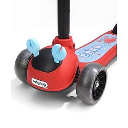 Babyhug Crab Kids Scooter with LED Wheels - Red| Adjustable Height| Lean-to-Steer| Toy for 3+ Yrs Boys & Girls|Sport Gift| Physical Activity| Plug & Play