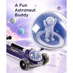 Babyhug Space Theme 3 Wheel Kids Scooter with LED Wheels - Blue| Adjustable Height| Lean-to-Steer| Toy for 3+ Years Boys & Girls | Outdoor Ride-On Toy | Physical Activity Gift| Plug & Play Assembly