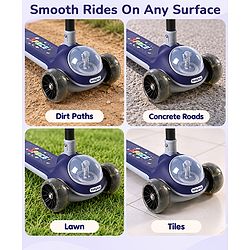 Babyhug Space Theme 3 Wheel Kids Scooter with LED Wheels - Blue| Adjustable Height| Lean-to-Steer| Toy for 3+ Years Boys & Girls | Outdoor Ride-On Toy | Physical Activity Gift| Plug & Play Assembly