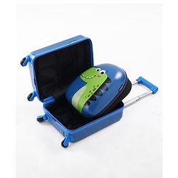 Babyhug Kids Travel Trolley Suitcase 18 inch with Wheels & Backpack 15 inch Set Shock-Resistant Shell| Telescopic Handle Water-Resistant Smooth Wheels Lightweight Carry-On Easy Zipper Closure - Blue