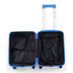 Babyhug Kids Travel Trolley Suitcase 18 inch with Wheels & Backpack 15 inch Set Shock-Resistant Shell| Telescopic Handle Water-Resistant Smooth Wheels Lightweight Carry-On Easy Zipper Closure - Blue