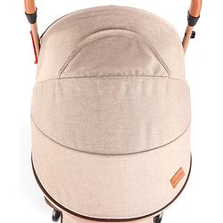 Babyhug Standard Baby Stroller with Integrated Trolley Handle - Beige | Reclining Seat| Safety Harness| Compact Fold| Lightweight Travel-Friendly| Swivel Wheel with Lock| Rear Wheels with Brake
