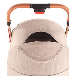 Babyhug Standard Baby Stroller with Integrated Trolley Handle - Beige | Reclining Seat| Safety Harness| Compact Fold| Lightweight Travel-Friendly| Swivel Wheel with Lock| Rear Wheels with Brake