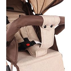 Babyhug Standard Baby Stroller with Integrated Trolley Handle - Beige | Reclining Seat| Safety Harness| Compact Fold| Lightweight Travel-Friendly| Swivel Wheel with Lock| Rear Wheels with Brake