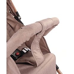 Babyhug Standard Baby Stroller with Integrated Trolley Handle - Beige | Reclining Seat| Safety Harness| Compact Fold| Lightweight Travel-Friendly| Swivel Wheel with Lock| Rear Wheels with Brake