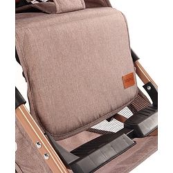 Babyhug Standard Baby Stroller with Integrated Trolley Handle - Beige | Reclining Seat| Safety Harness| Compact Fold| Lightweight Travel-Friendly| Swivel Wheel with Lock| Rear Wheels with Brake