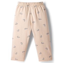 Babyhug Cotton Knit Full Sleeves Co-ord Night Suit With Shark Print - Light Pink