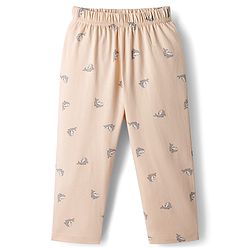 Babyhug Cotton Knit Full Sleeves Co-ord Night Suit With Shark Print - Light Pink