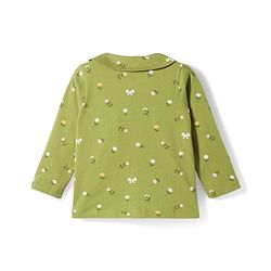 Babyhug Cotton Knit Full Sleeves Top & Pyjama Co-ord Night Suit With Floral Print - Green