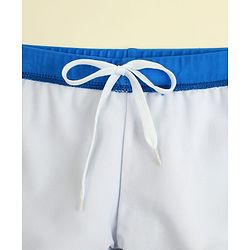 Babyhug Raglan Half Sleeves Printed Two Piece Swimsuit With Cap - Blue