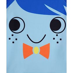 Babyhug Raglan Half Sleeves Printed Two Piece Swimsuit With Cap - Blue