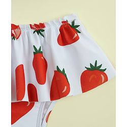 Babyhug Sleeveless Strawberry Printed Two Piece Swimsuit With Cap - Red