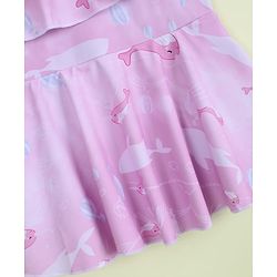 Babyhug Sleeveless Sea Life Printed Frock Swimsuit - Purple