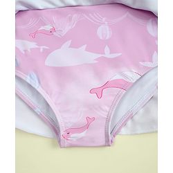 Babyhug Sleeveless Sea Life Printed Frock Swimsuit - Purple