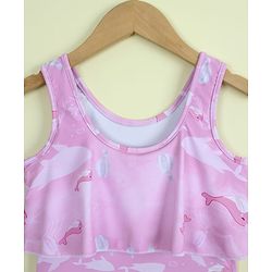 Babyhug Sleeveless Sea Life Printed Frock Swimsuit - Purple