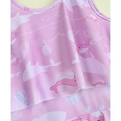 Babyhug Sleeveless Sea Life Printed Frock Swimsuit - Purple