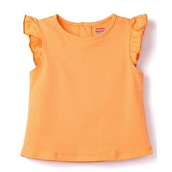 Babyhug Cotton Knit Frill Sleeves Tropical Theme Printed Frock with Inner Tee & Bow Applique - Multicolor