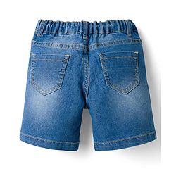 Babyhug Mid Thigh Washed Denim Shorts With Number Embroidery & Stretch - Light Blue