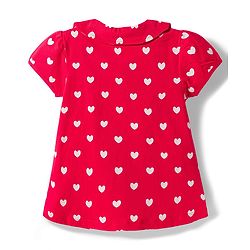 Babyhug Cotton Knit Half Sleeves Shirt & Pyjama Co-ord Night Suit With Heart Print - Red