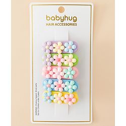 Babyhug Snap Clips Free Size with Floral Applique Pack of 5 - Multicolor