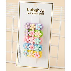 Babyhug Snap Clips Free Size with Floral Applique Pack of 5 - Multicolor