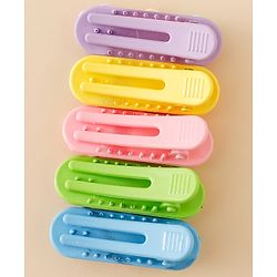 Babyhug Snap Clips Free Size with Floral Applique Pack of 5 - Multicolor