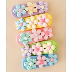 Babyhug Snap Clips Free Size with Floral Applique Pack of 5 - Multicolor