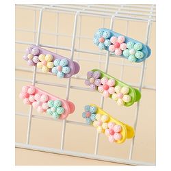 Babyhug Snap Clips Free Size with Floral Applique Pack of 5 - Multicolor