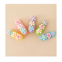 Babyhug Snap Clips Free Size with Floral Applique Pack of 5 - Multicolor