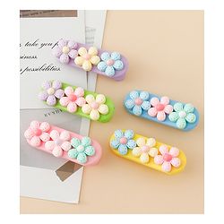 Babyhug Snap Clips Free Size with Floral Applique Pack of 5 - Multicolor