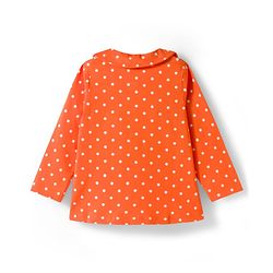 Babyhug Cotton Knit Full Sleeves Co-ords Night Suit With Polka Dot Print - Orange